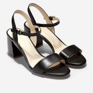 COLE HAAN NWOT Josie Block Heel Sandals with Buckle Strap Black Size 8
